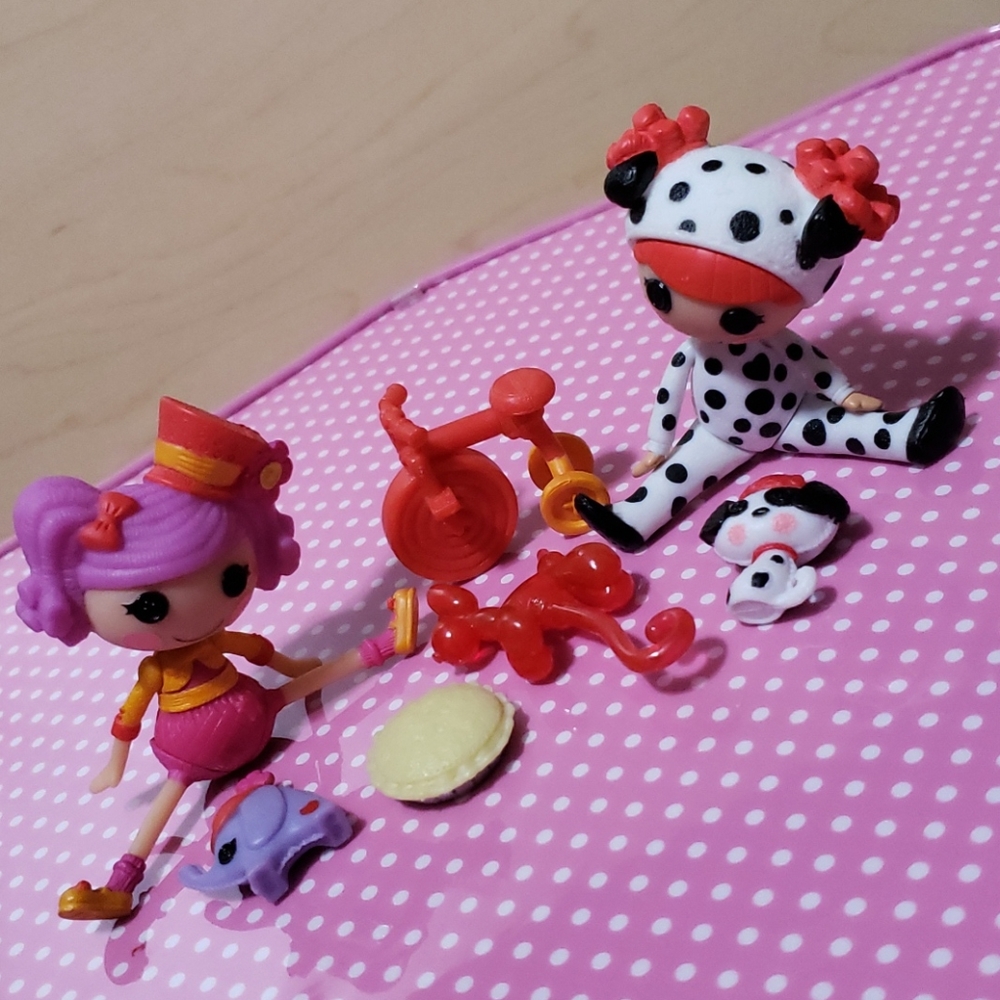 Rare Complete Mini Lalaloopsy Silly Fun House Peanut Ember Dolls Playset